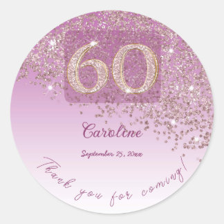 Adesivo Brilho Dourado Rosa Geado Obrigada pelos 60 Anos