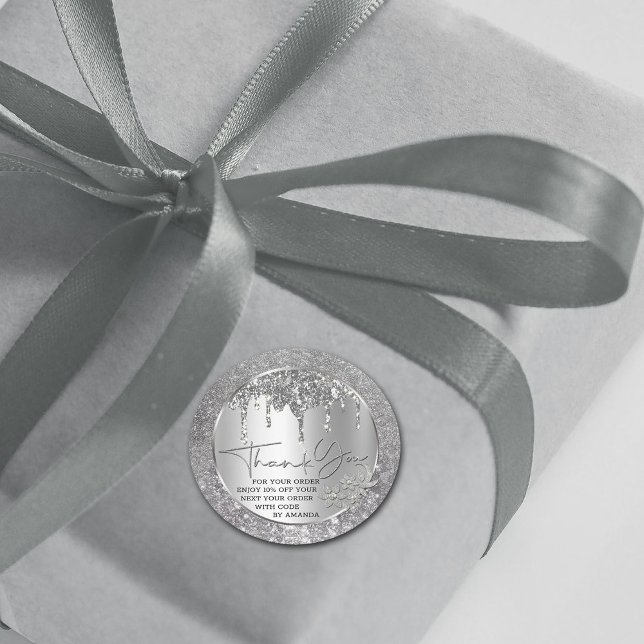 Adesivo Brilho Obrigado Prata Gotejando Brilho Clássico  (Criador carregado)