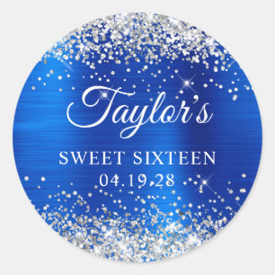 Adesivo Brilho Prata Azul Real Folha Sweet Sixteen