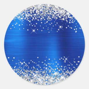 Adesivo Brilho Prateado Metálico Azul Real Branco