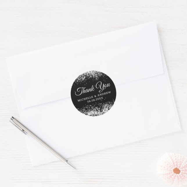 Adesivo Brilho Preto | Silver Confetti (Envelope)