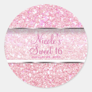 Adesivo Brilho Rosa Brilhante Glam Faveur de Festa de 16 A