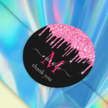 Brilho Rosa Quente + Obrigado Monograma Preto U