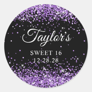 Adesivo Brilho Roxo Real Preto Sweet 16