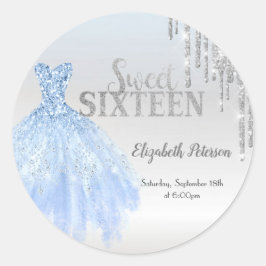 Adesivo Brilhos Prateados, Vestido Azul Sweet 16 Prata