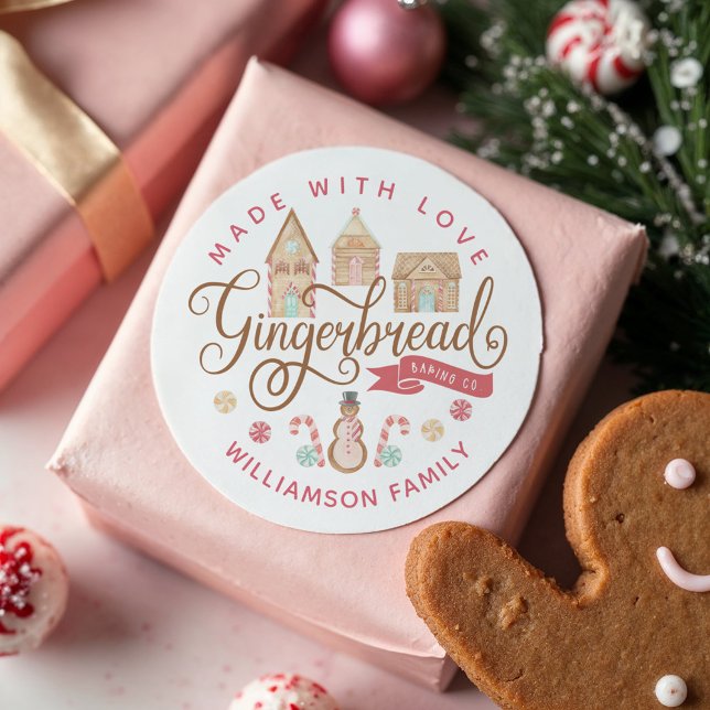 Adesivo Brincadeiras De Banho-De-Pão-De-Junho (Fun Gingerbread Baking Co Gingerbread House Baking Classic Round Sticker)