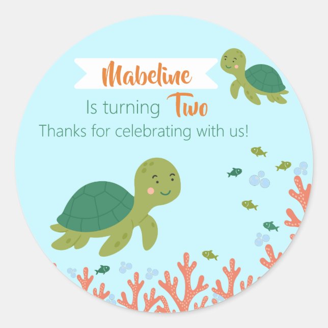 Adesivo Brincadeiras, Tartaruga do Mar e Recife de Coral (Frente)