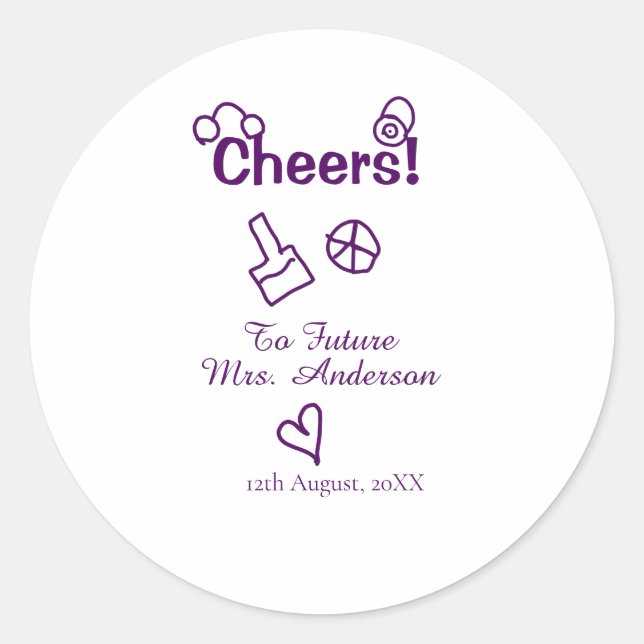 Adesivo Brinde à futura Sra. adicione o nome da noiva roxo (Frente)