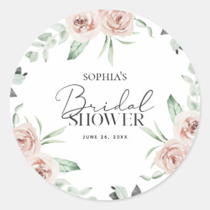 Adesivo Brinde de Chuva de Noiva Floral Eucalipto Rosa Emp