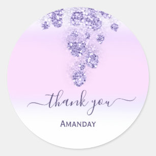 Adesivo Brinde de Noiva Brilho Roxo Agradecimento Rosa Swe