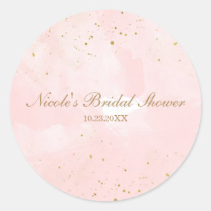 Adesivo Brinde de Noiva Moderno Rosa e Dourado com Salpico