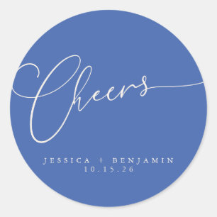 Adesivo Brinde Minimal Francês Azul Script Casamento Perso