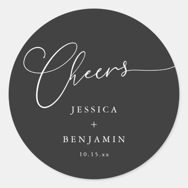 Adesivo Brinde Minimal Preto Script Favor Elegante de Casa (Frente)