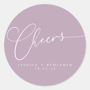 Adesivo Brinde Minimalista Lilás Script Casamento Personal
