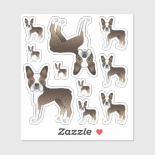 Adesivo Brindle E Cachorros De Cartoon Brindle E White Ter