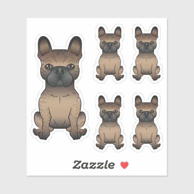 Adesivo Brindle French Bulldog / Frenchie Cute Cartoon Dog (Folha)