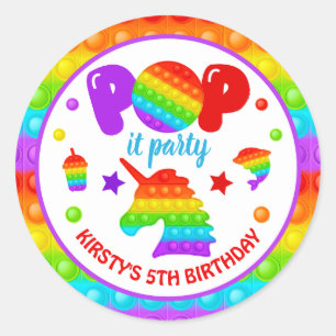 Adesivo Brinquedo Fidget Pop de Arco-Íris para Festa de An