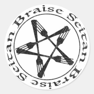 Adesivo Brise Seitan Vegan Pentagram (versão escura)