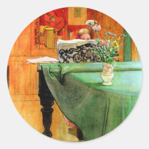 Adesivo Brita ao Piano por Carl Larsson, Arte Antiga