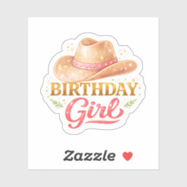 Adesivo Brithday Girl With Cowgirl Hat