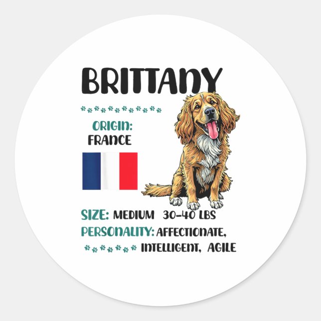 Adesivo Brittany Origin Funny Brittany Dog Lover  (Frente)