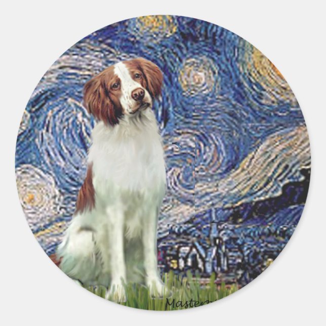 Adesivo Brittany Spaniel 3 - Noite Estrelada (Frente)