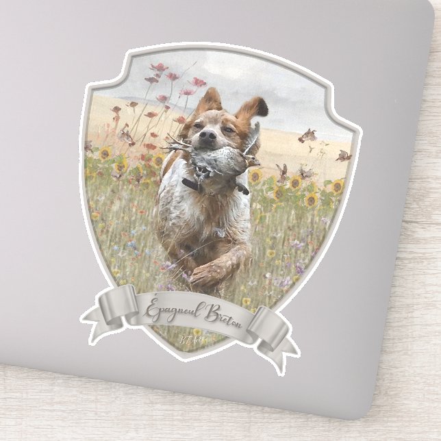 Adesivo Brittany Spaniel caçando codorniz, Art (Detalhe)