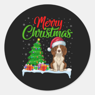 Adesivo Brittany Spaniel Cão Árvore de Natal Luzes Xmas Do