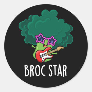 Adesivo Broc Star Funny Brocolli Rock Star Pun Dark BG