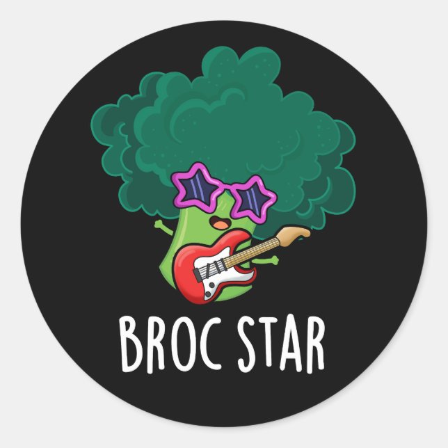 Adesivo Broc Star Funny Brocolli Rock Star Pun Dark BG (Frente)