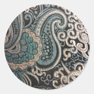 Adesivo Brocado azul & de prata de Paisley