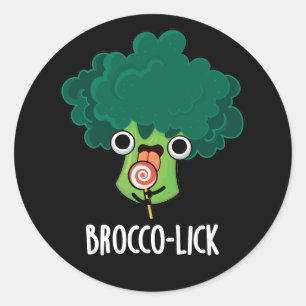 Adesivo Brocco-lick Funny Veggie Broccoli Pun Dark BG