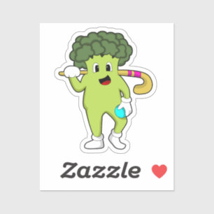 Adesivo Broccoli no Hockey com taco de Hóquei