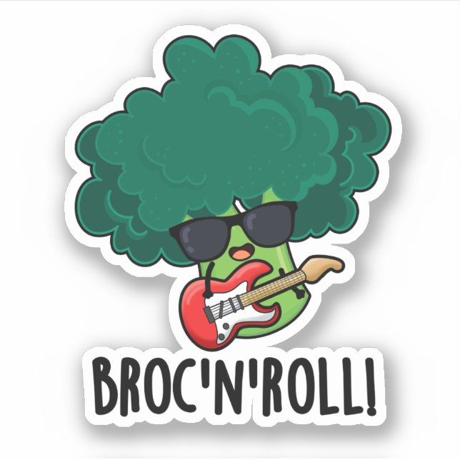 Adesivo Brock n Roll Funny Veggie Broccoli Pun (Frente)