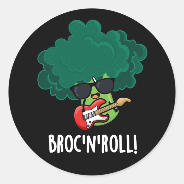 Adesivo Brock n Roll Funny Veggie Broccoli Pun Dark BG (Frente)
