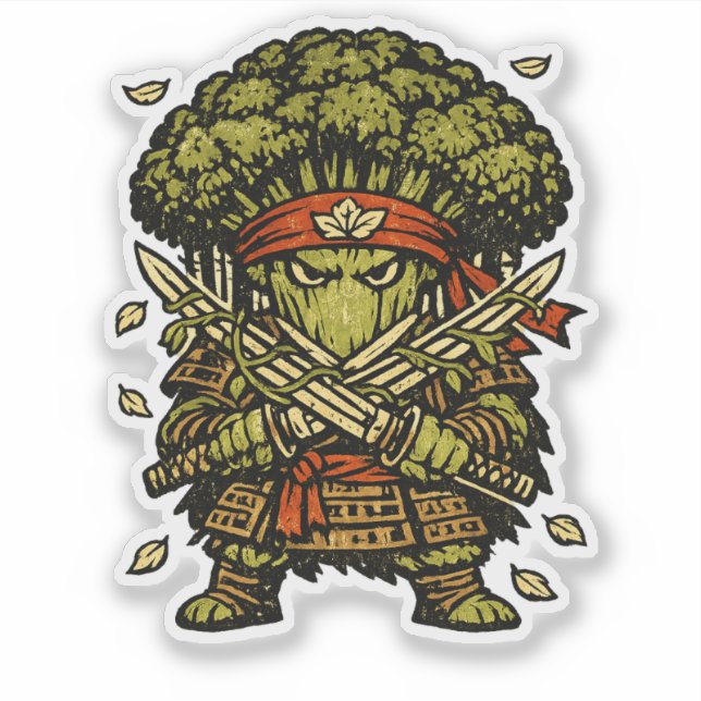 Adesivo Brócolis Bushido — Protetor da Floresta (Frente)