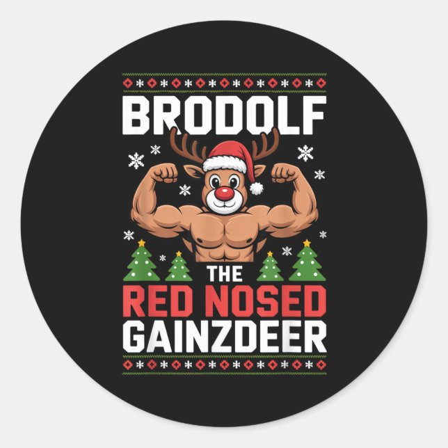 Adesivo Brodolf The Red Nosed Gainzdeer Funny Christmas Gy (Frente)
