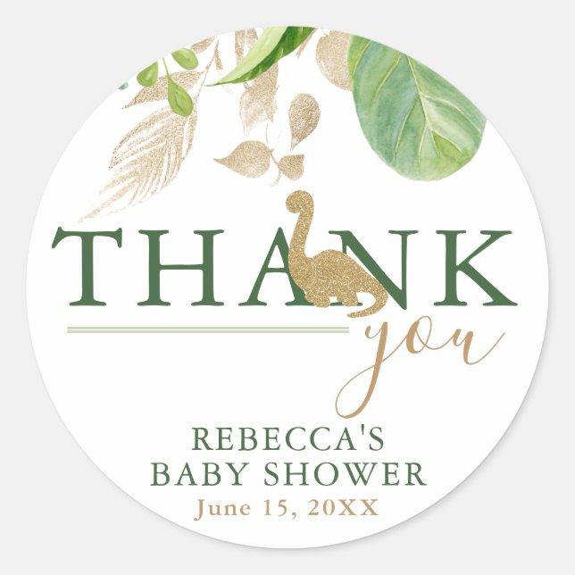 Adesivo Brontosaurus Dinossaur, Chá de fraldas verde e Dou (Frente)