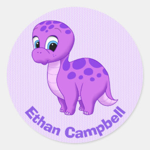 Adesivo Brontossauro de Bebê Roxo Bonito Dinossauro