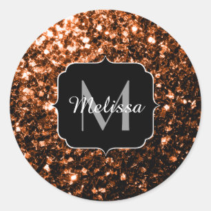 Adesivo Bronze Laranja Marrom Brilho brilha Monograma