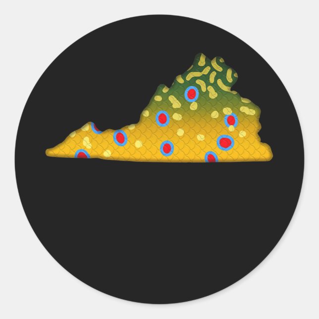 Adesivo Brook Trout Fish Virginia Estado Do Mapa Da Pesca (Frente)