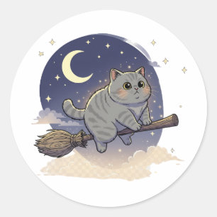 Adesivo Broomstick Brit - Halloween de gato de Shorthair b