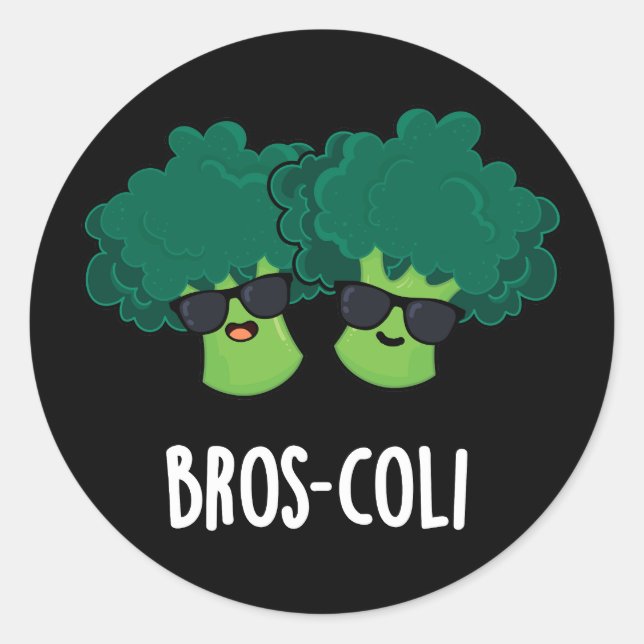 Adesivo Bros-coli Funny Veggie Broccoli Pun Dark BG (Frente)