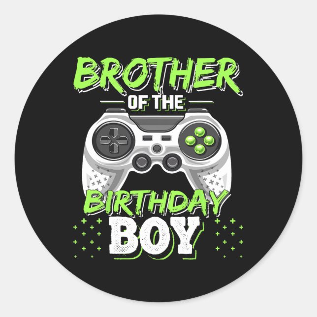 Adesivo Brother Of The Birthday Boy Matching Video Game Bi (Frente)