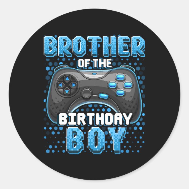 Adesivo Brother Of The Birthday Boy Matching Video Game Bi (Frente)