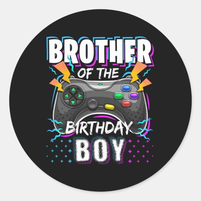 Adesivo Brother Of The Birthday Boy Matching Video Game Bi (Frente)