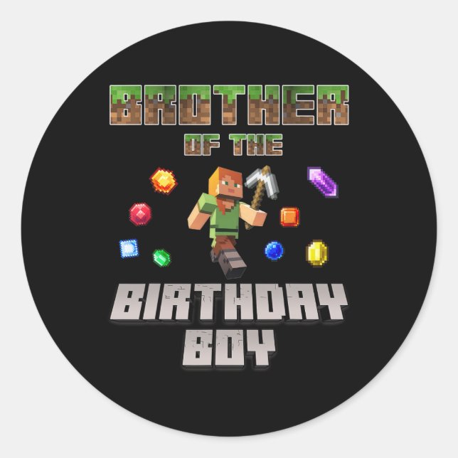 Adesivo Brother Of The Birthday Boy Video Gamer Pixel Numb (Frente)