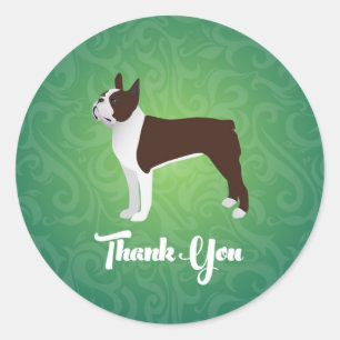 Adesivo Brown Boston Terrier Obrigado Nota Design