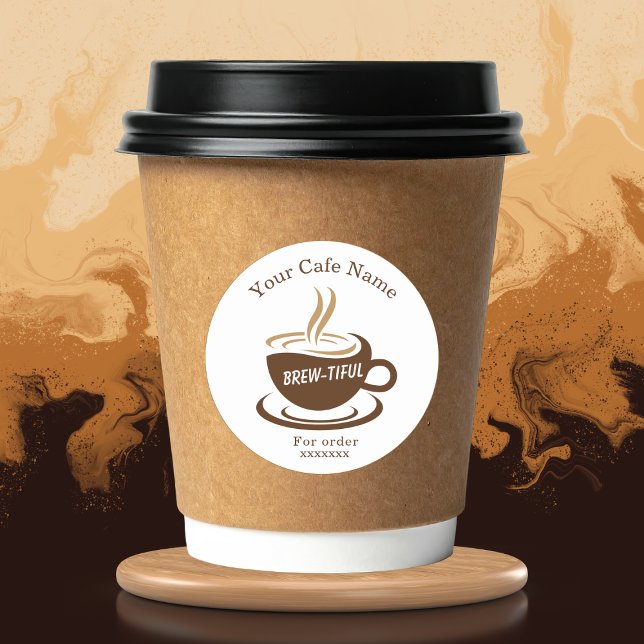 Adesivo Brown Coffee Shop Personalized Branding (Criador carregado)