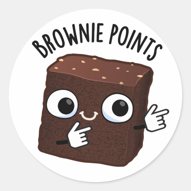 Adesivo Brownie Points Funny Snack Pun  (Frente)